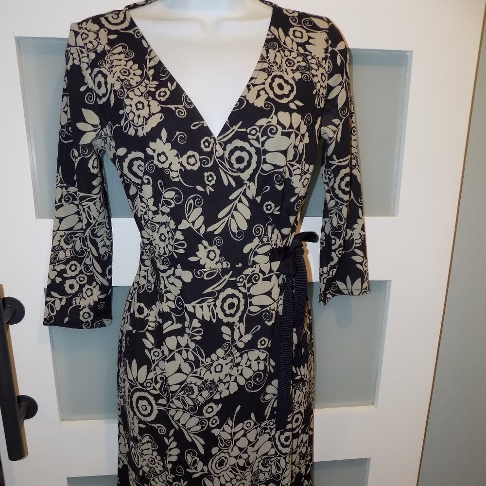 Ann Taylor LOFT Petites Brown Wrap Design Dress Size 2P Women's